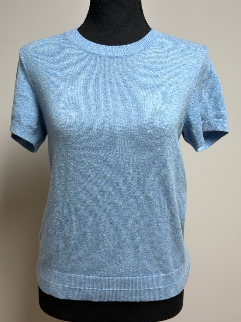 Everlane Light Blue Cashmere Short Sleeve Knit Crewneck Sweater Size Small